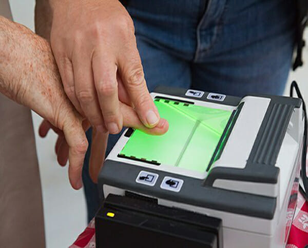 Close-up image of a digital fingerprint scan